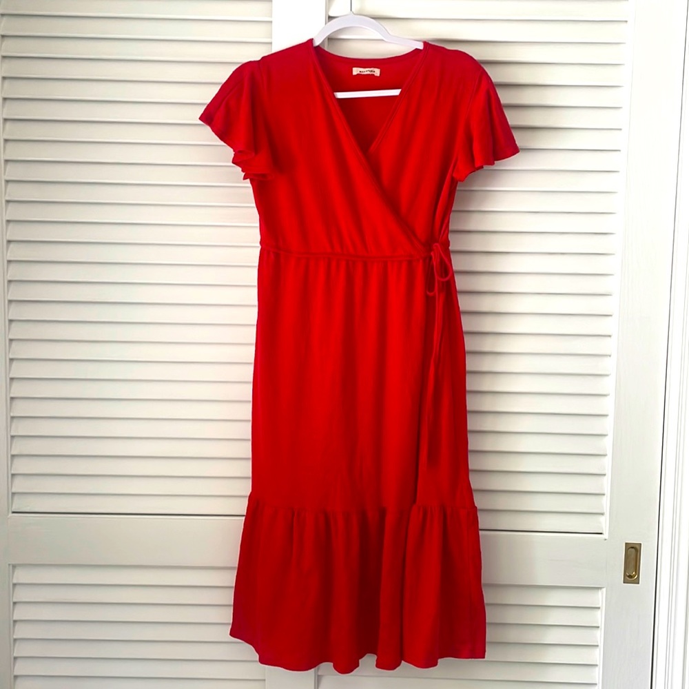 Women’s comfy midi dress-faux wrap around-summer dress